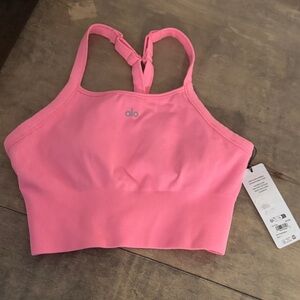 ALO Yoga Neon Bubblegum Favorite Tank Sports Bra.